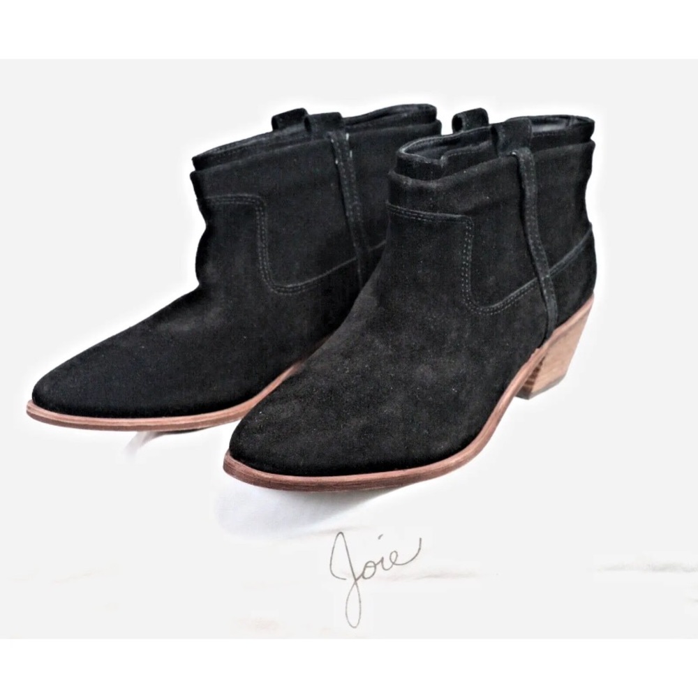 Joie Suede Booties 39 / 8 Black Leather Women's Slouchy Western Style Ankle NEW
